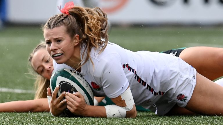 England fly-half Zoe Harrison scored a try and kicked seven conversions in Women's Six Nations victory over Ireland