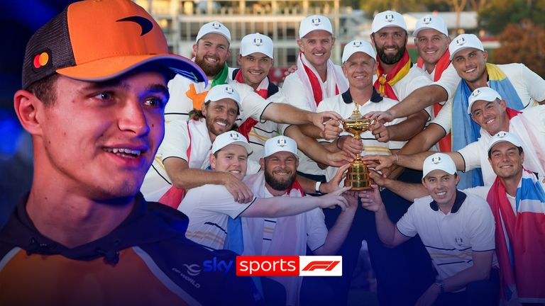 Europe poses with the trophy after winning the Ryder Cup golf tournament against the United States on the Bethpage Black golf course, Sunday, Sept. 28, 2025, in Farmingdale, N.Y.